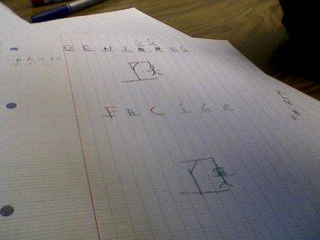 pendu pendant les cours... avec Aur�lien!